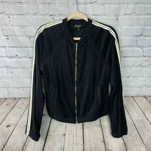 Juicy Couture Black Label Vintage Y2K Black Velour Full Zip Jacket Sz Small EUC